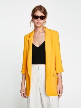 Zara Blazer With Pearl-Button Cuffs, XL